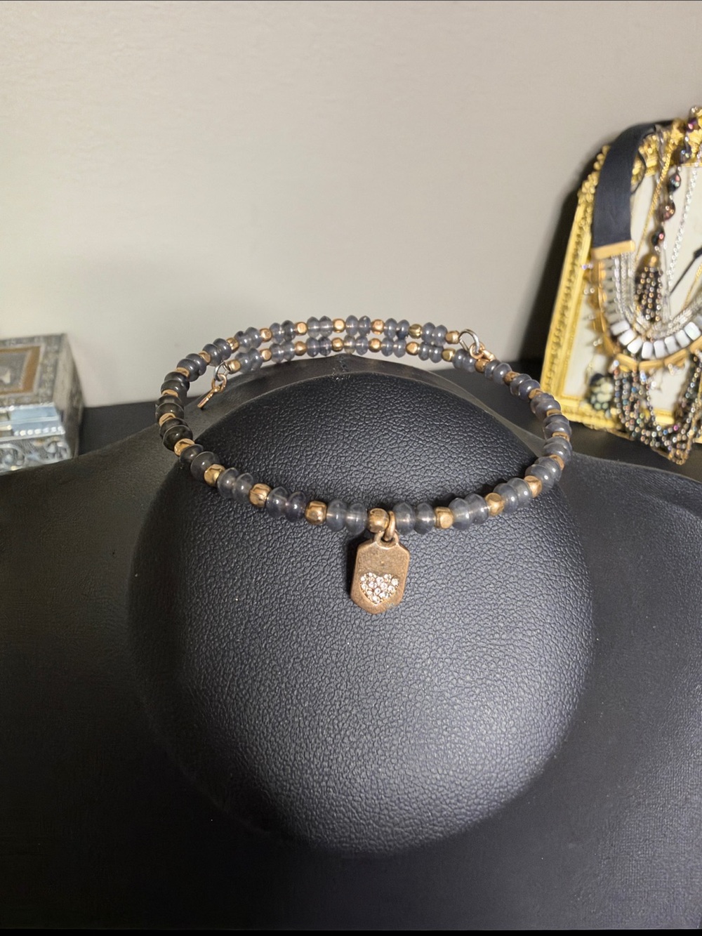 Keep Collective Gold Gray Beaded Charm Wrap Bracelet Women Jewelry